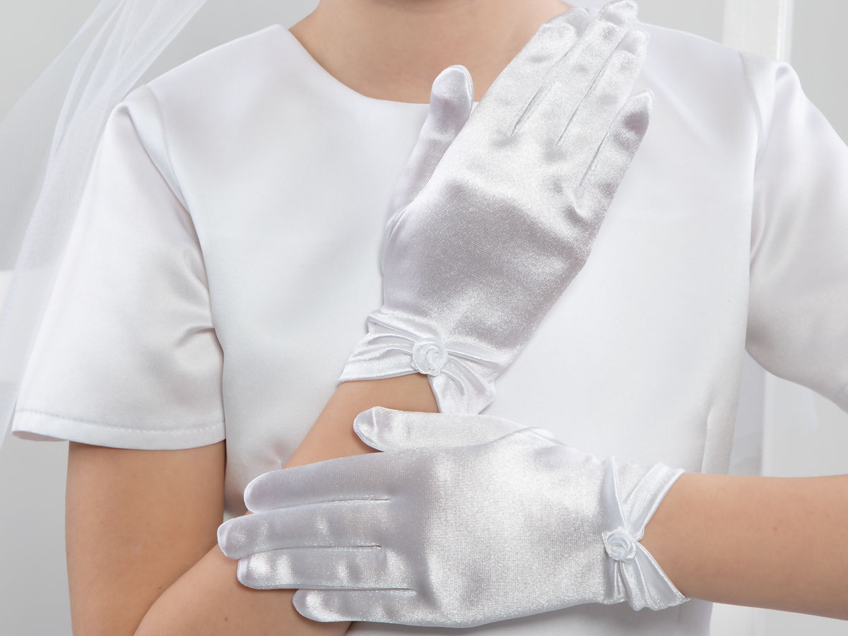 Rękawiczki z białą różyczką NR8